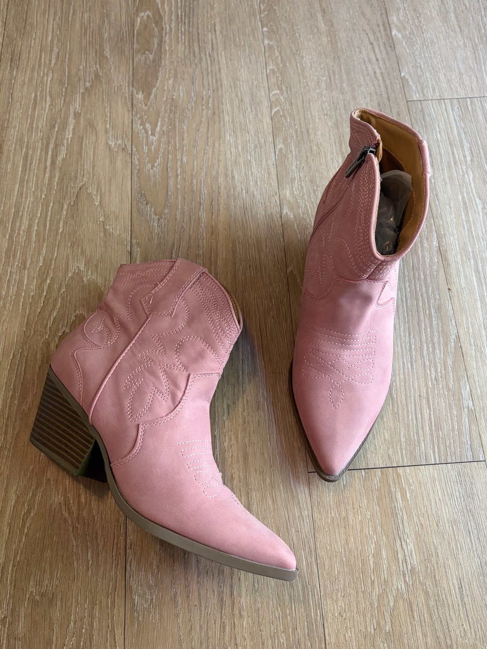 Pink Western Ankle Cowboy Boots - Picture 3 of 11